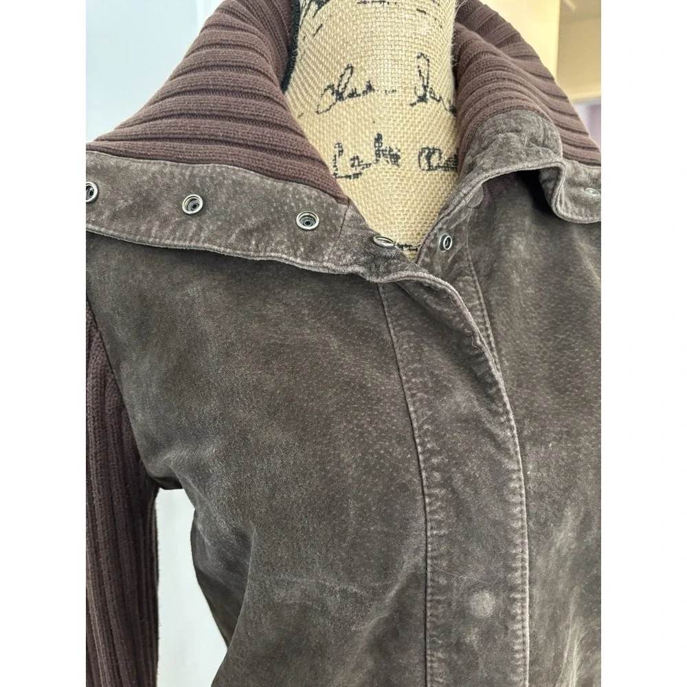 Kim Rogers 100%leather Sweater Jacket‎ Brown Size M Spot On Arm